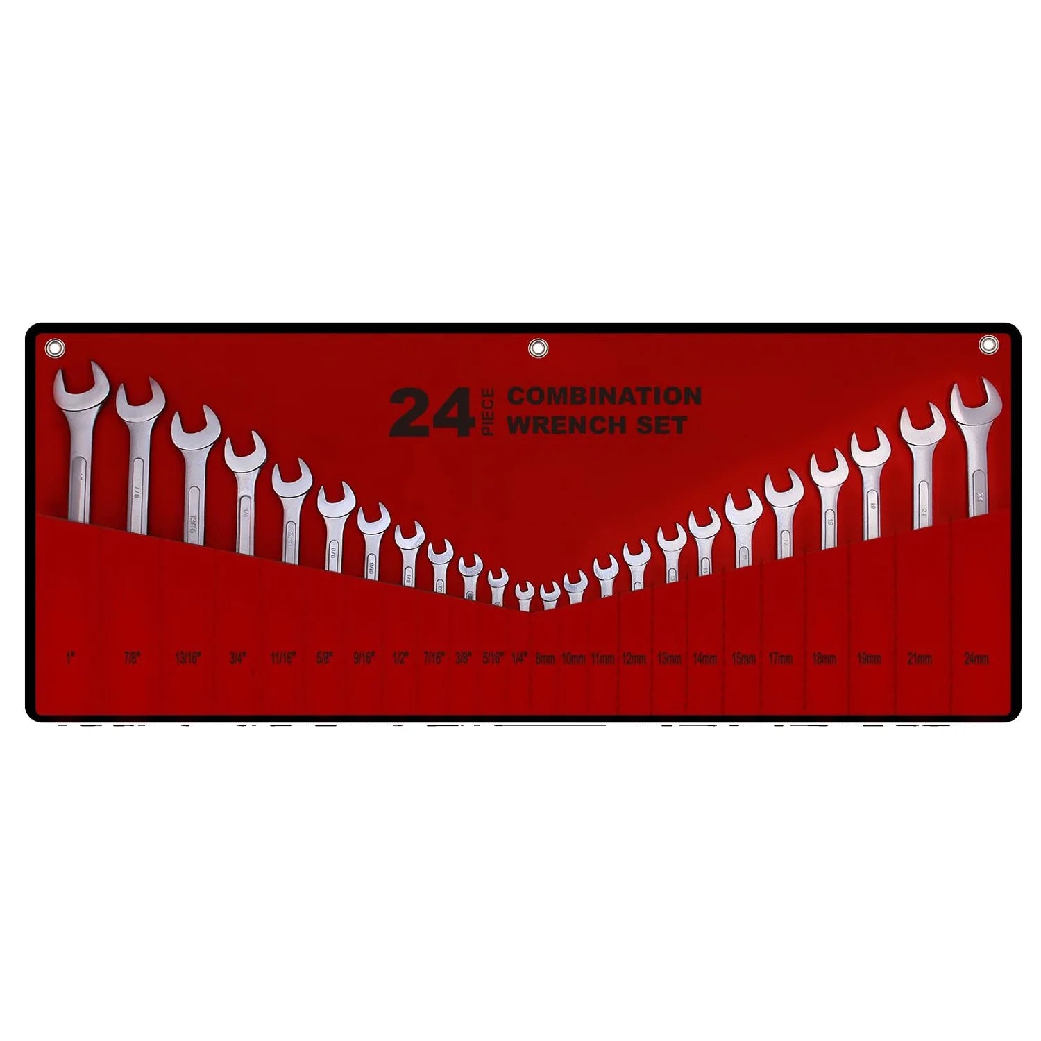 YUHANG 24-Piece All-Purpose Master Combination Wrench Set Roll-up Pouch Chrome Finish 42 HRC Hardness 3-Year Warranty DIY Metric