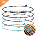 Handmade Collares Tiny 2MM Smooth Round Small Evil Eye Semi-Precious Long Natural Gemstone Beaded Choker Necklace