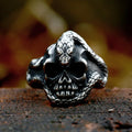 OAHLAN Fashion Jewelry Punk Biker Rings Silver Black Snake Skull Stainless Steel Rings for Men Boys Party Gift Size 7-13