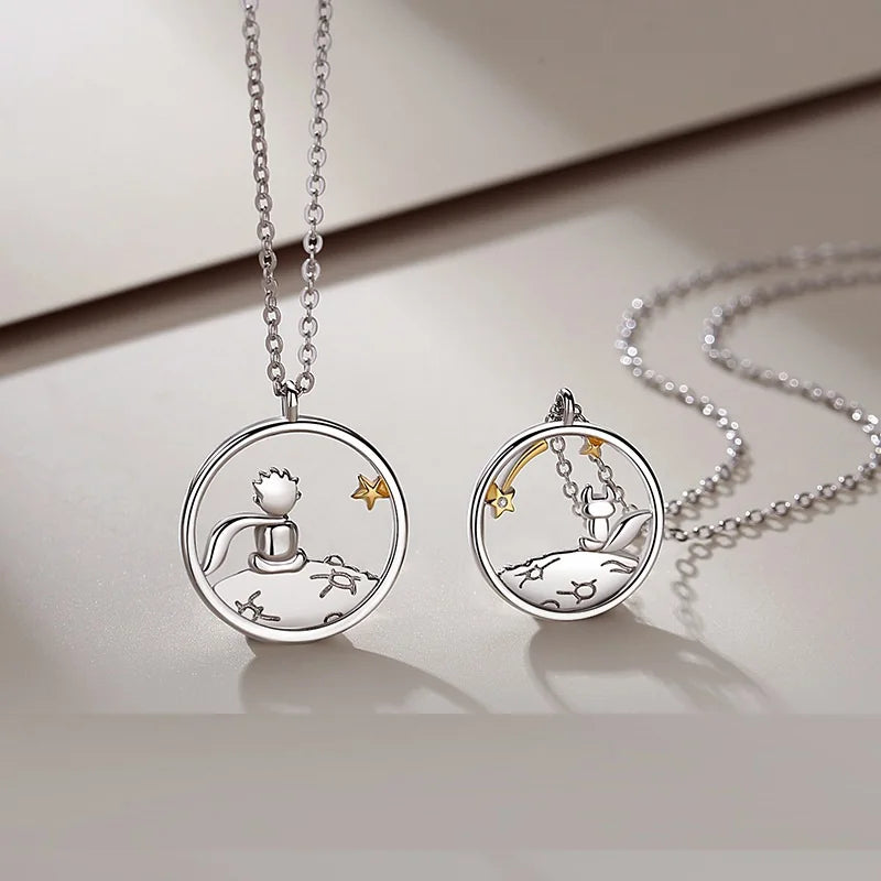 Romantic  and Fox Couple Necklace for Wedding Jewelry Valentine's Day Gift Open Adjustable Necklace