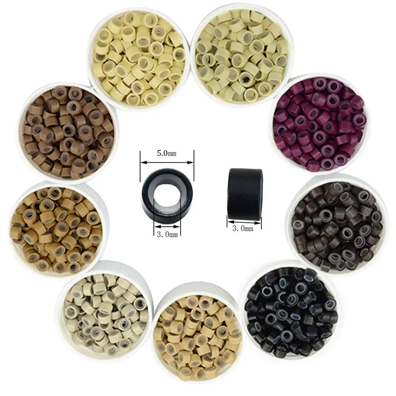 5.0x3.0x3.0mm Silicone Micro Rings Links Tubes Beads Hair Extension Tools Feather Hair Extension Tools