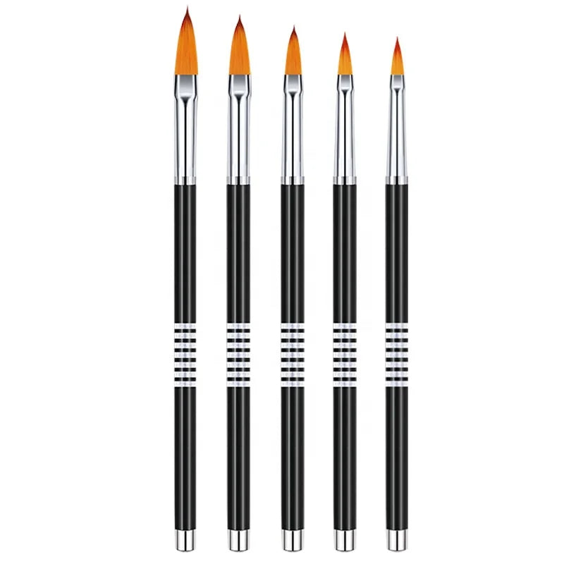 Professional Acrylic Nails Art 3D Flower Round Acrylic 5pcs Set Nail Fingernail Brush