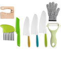 Children's Safe Cooking Chef Kid Plastic Kitchen Knife Set Ambidextrous Handles Serrated Edge 12-Piece Multifunction Fruit Knife