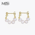 Fashion New Style Multi Tiny Mini Pearl Handmade 4-5mm Freshwater Potato Pearl Hoop Earrings