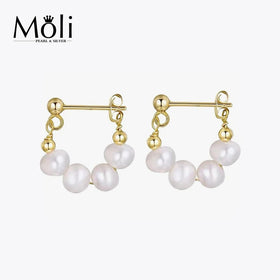 Fashion New Style Multi Tiny Mini Pearl Handmade 4-5mm Freshwater Potato Pearl Hoop Earrings
