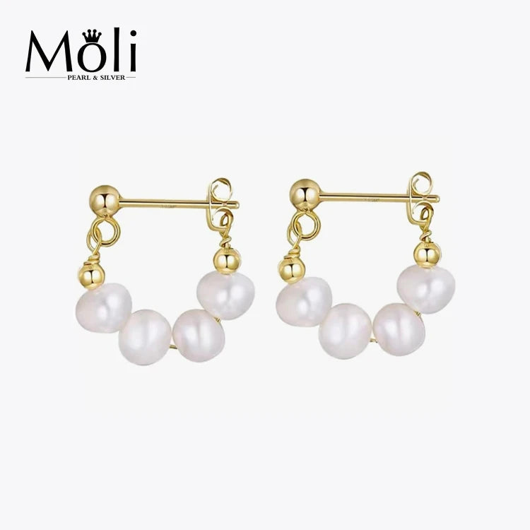 Fashion New Style Multi Tiny Mini Pearl Handmade 4-5mm Freshwater Potato Pearl Hoop Earrings