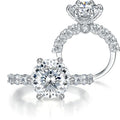Moissanite Ring 925 Silver Sterling White Gold Plated Certificate Portuguese Cut Round 5 Carat Moissanite Diamond Ring