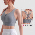 In Stock Front Zipper Fitness Bra Gather Sports Bra Women's Sexy Four-belt Beautiful Back Sports Bra