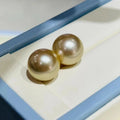 Luxury 18K Gold Earrings with 12mm Natural Golden South Sea Pearl AU750 Women's Fashion Jewelry & Loose Pearls for Designers
