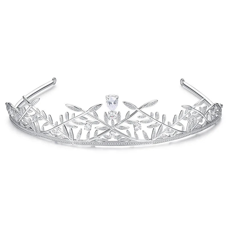SLBRIDAL Luxury Pave Setting Cubic Zircon Bridal Tiara Headband Wedding Queen Princess Party CZ Crown Bridesmaids Women Jewelry