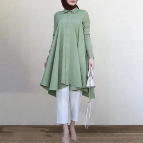 Custom Islamic Clothing Women Modest Blouses Long Sleeve Turkish Shirts Muslim Dress for Women