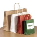Custom Logo Eco-Friendly Kraft Paper Bag with Reinforced Design Reusable Tear-Proof Patch Handle Shopping Tote for Daily Use