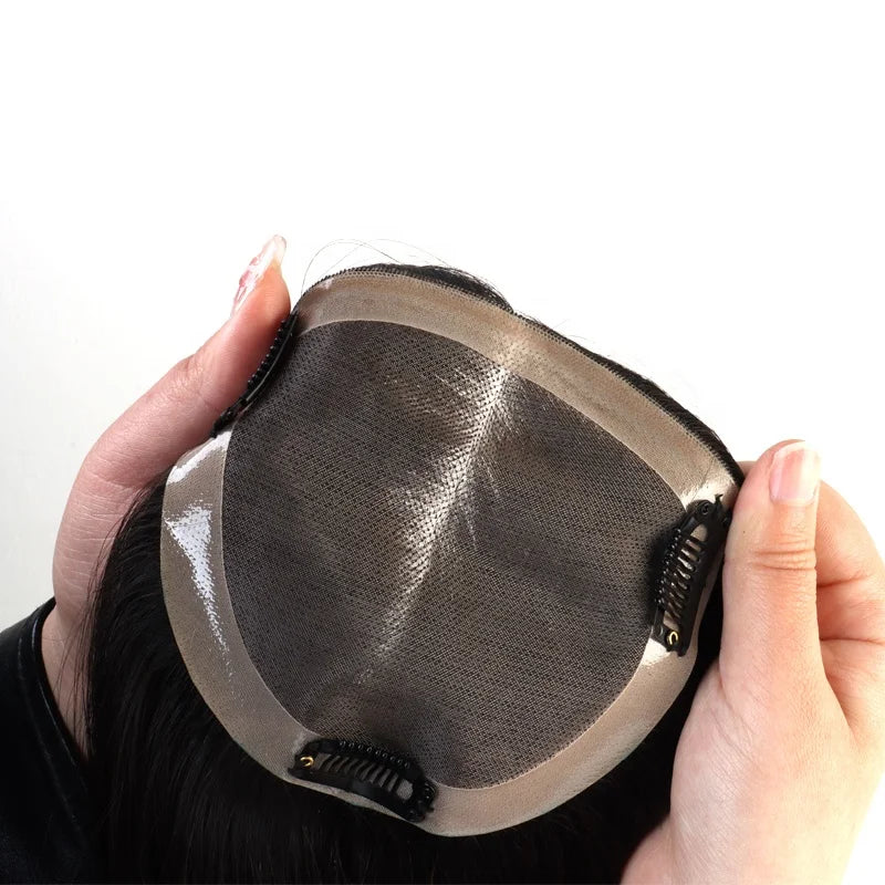 100% Unprocessed European Remy Women Human Hair Topper Silk Base Hair Topper Women Hair Topper