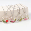 Ladies Fashion Jewelry Round Hollow Design Resin Dry Flower Necklaces Fine Pendant Necklaces Other Fashion Necklaces Charm