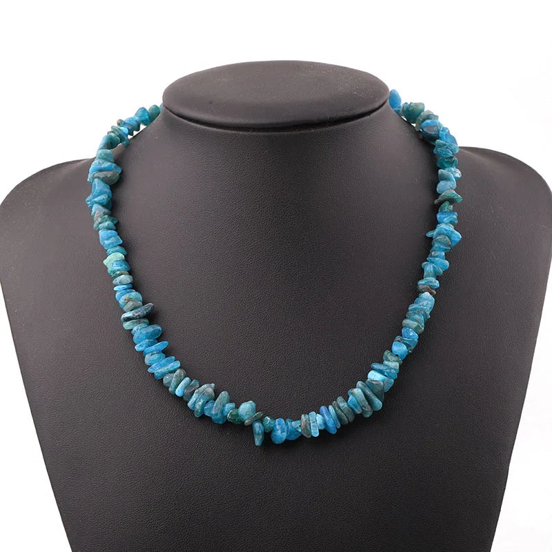 37cm Length Natural Stone Chips Bracelet&Necklace Jewelry Stainless Steel Lobster Clasp Gemstone Choker Necklace Women