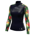 Flower Diving Black Surf Swimsuit Swim Wear Long Sleeve Rash Guard for Womens Rash Guards