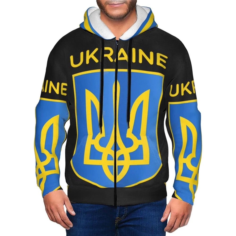 Fitspi Wholesale Custom Country Republic of Ukraine 3d Print Men's Zip-up Hoodie Pullover Hooded Sweatshirt Hoodies