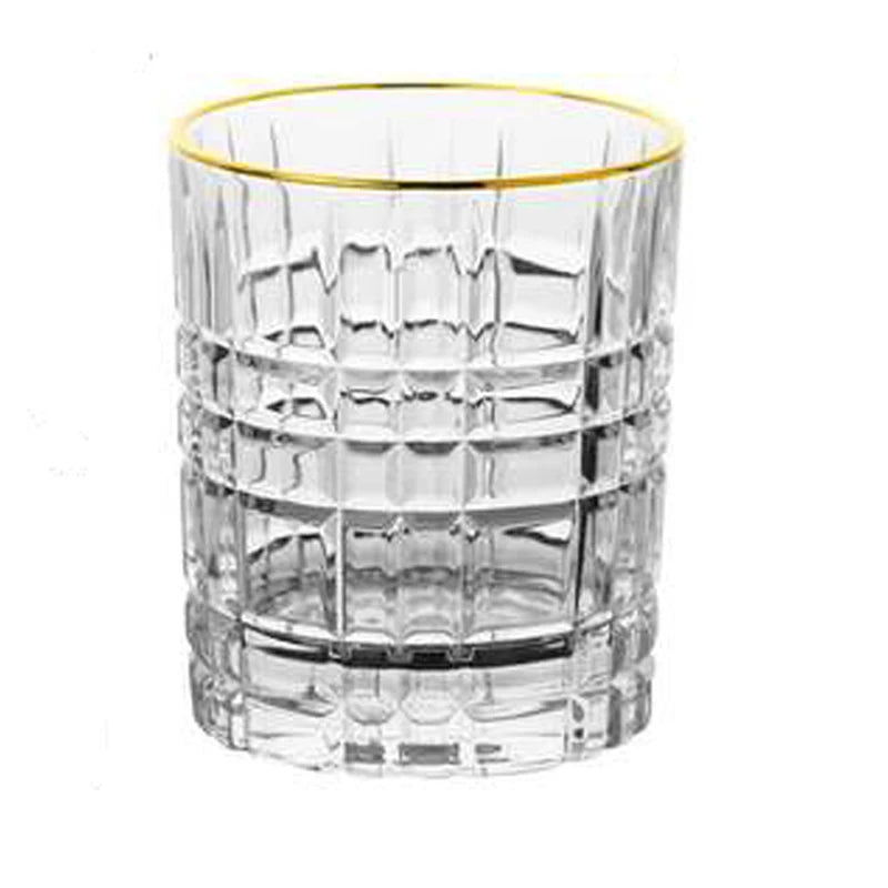 Hot Round Wholesale Whiskey Glassescrystal Whiskey Glass with Gold Rim