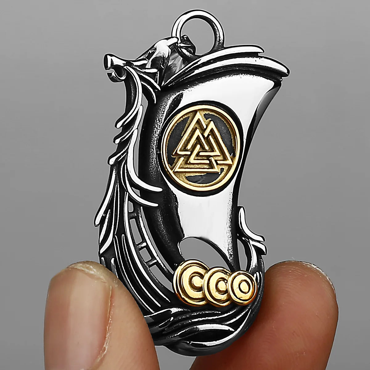 Nordic Vintage Viking Ship Rune Titanium Steel Pendant Men's Creative Personality Stainless Steel Pendant Necklace