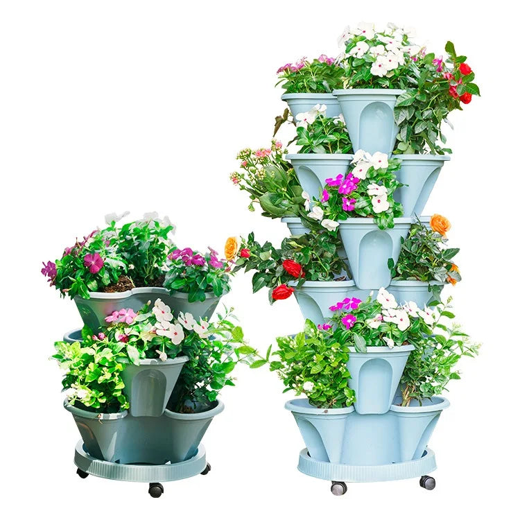 BRICE Strawberry Vertical Stackable Hydroponic Self Watering PP Plastic Garden Planter Flower Pot Tower for Home Indoor Use