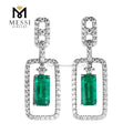 Messi Jewelry Geometric Design Elegant Moissnaite Pendant Earring for Lady 14k 18k Gold Emerald Drop Earring