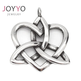 Irish Celtics Knot Pendant Antique Silver Plated Stainless Steel Big Heart Triquetra Symbol Pendant Necklace