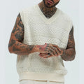 2025 Resort Collection Customized Knitwear Waistcoat Polyester Men's Jacquard Knit Tank Tops Plain Sweater Vest