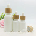 Wholesale Bamboo Top White Porcelain Dropper Bottles 10ml 15ml 30ml 50ml 100ml Essential Oil Container