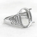 Sterling Silver 12*15mm Semi Mount Men's Ring Frame Empty Blank Claw Setting S925 Base Holder Without Center Stone for DIY Inlay