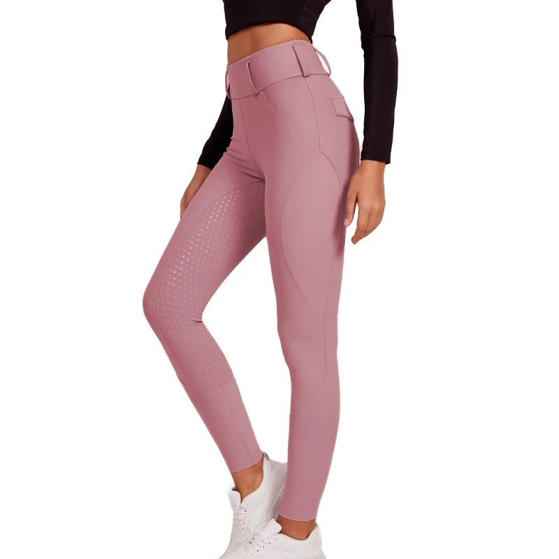 Hot Sale Pink Color Equestrian Pants Leggings Clothing Full Seat Silicone Equine Racing Breeches Women Riding Leggings
