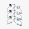 Fashion Engagement Wedding Fine Jewelry 925 Sterling Silver Platinum Plated Classic Oval Cut Rainbow Colorful Zirconia Elegant