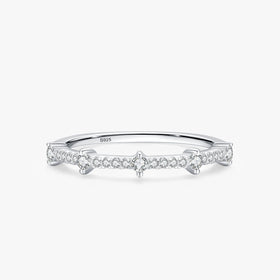 Ailmay 925 Sterling Silver Sparkling Zirconia Stackable Thin Finger Ring for Women Wedding Engagement Accessories Fine Jewelry