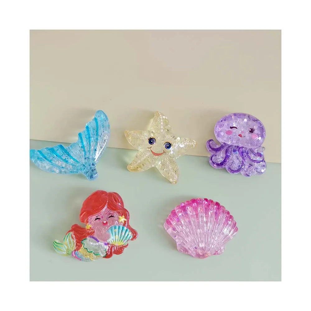 Cute Resin Cartoon Glitter Princess Mermaid Starfish Shell Series Flat Back Cabochon Scrapbooking for DIY Crafts Accessories