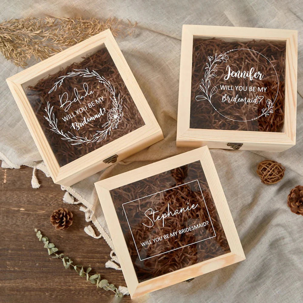 Factory Wholesale Custom Pine Clamshell Original Wood Color Transparent Cover Gift Box