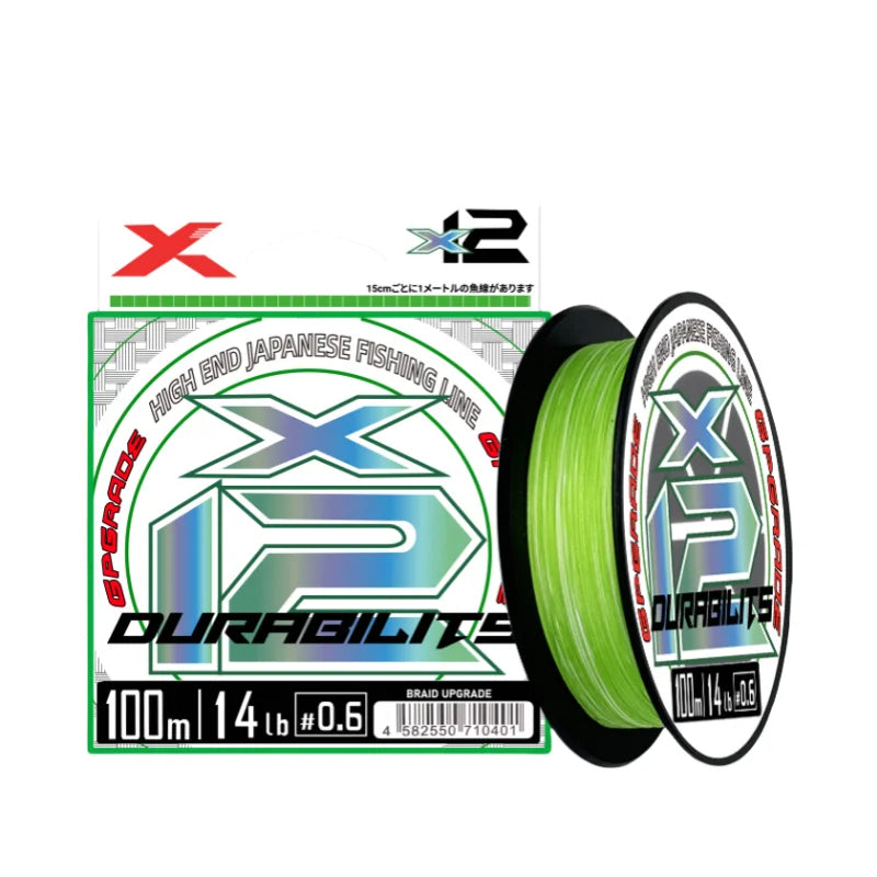 100% Japan Original YGKX Upgrade 100m 150m 200m X12 Braid Super Smooth Low Stretch Fishing Line High Strength Ocean Fishing Line