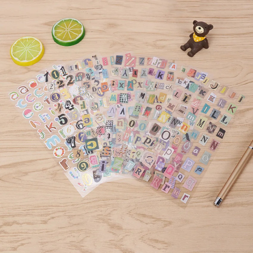 6 Sheets/pack Funny English Letter Scrapbooking Stickers Netbook Skateboard Guitar Stickers Festival Wedding Party Decor