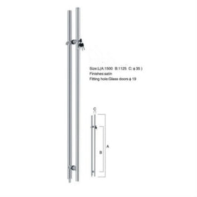 Modern Minimalist Lockable Satin Polish Finish Pull Push Glass Door Handle 304 Stainless Steel H-shaped 2-Year Apartment