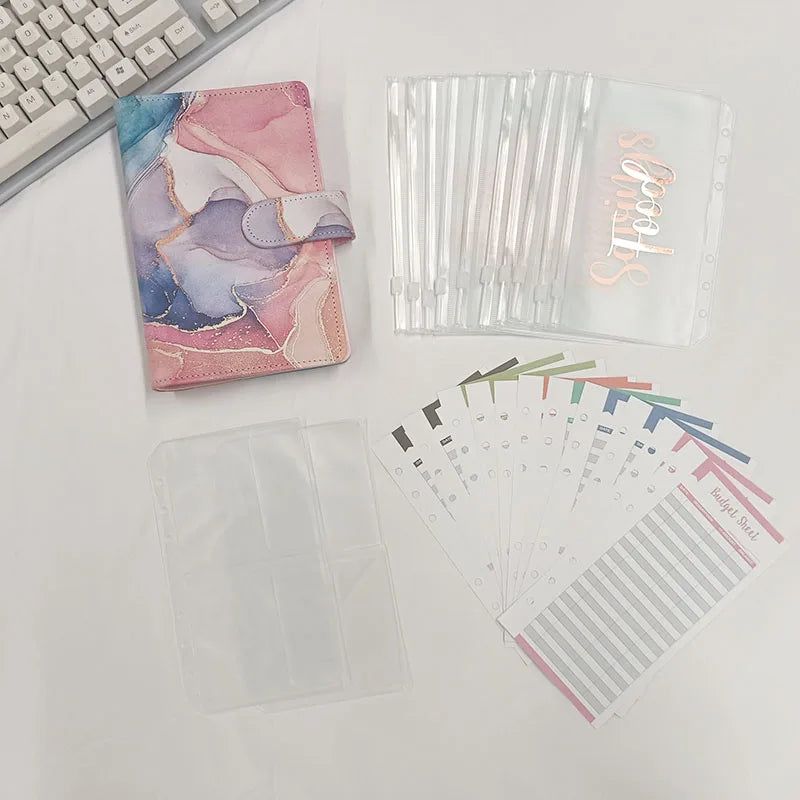Wholesale Custom A6 Pu Leather Money Cash Mermaid Budget Binder with Cash Envelopes Business Daily Planner Book and Notebooks
