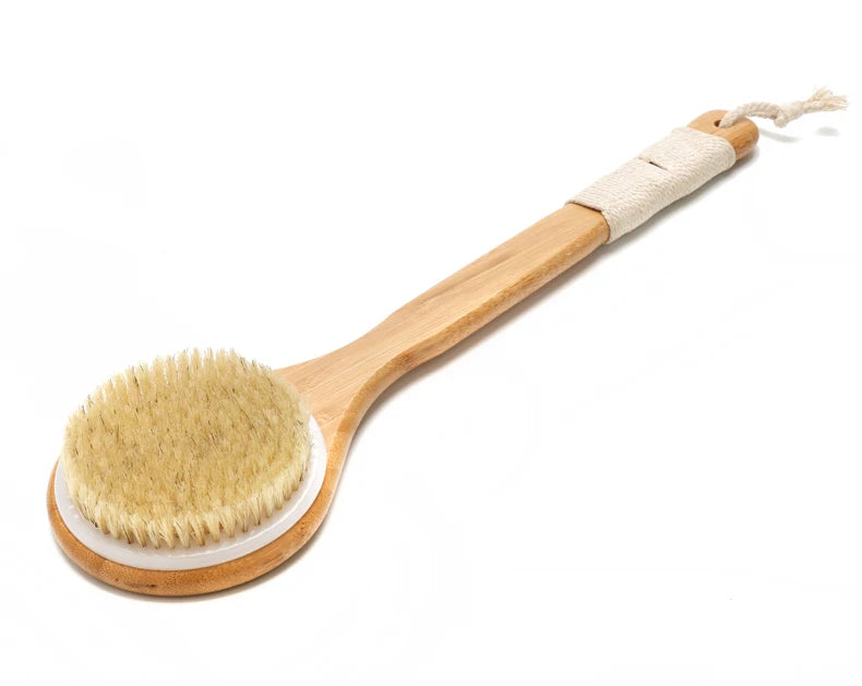Long Handle Bamboo Body Brush Body Back Scrubber Anti-slip Design Boar/Horse/Sisal Bristle Massage Exfoliating Tool