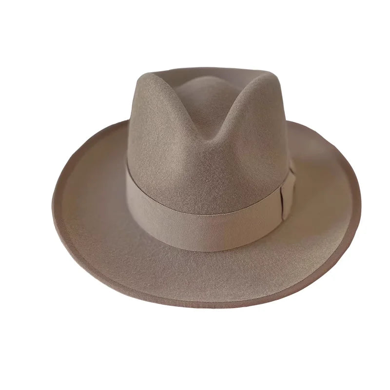 ND094 Wool Felt Jewish Hat Adult Woolen Fedora Hat Gentleman Wool Caps Steampunk Top Hat