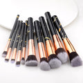 Private Label 10pc Marble Pinceau Maquillage Fan Brush Style Cosmetic Makeup Brushes for Face for Makyaj & Maquiagem