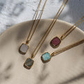 Aimgal Vintage Square Pendant Necklace Colourful Natural Stone in 18K Gold Plated S925 Silver for Women Fine Jewelry Wholesale