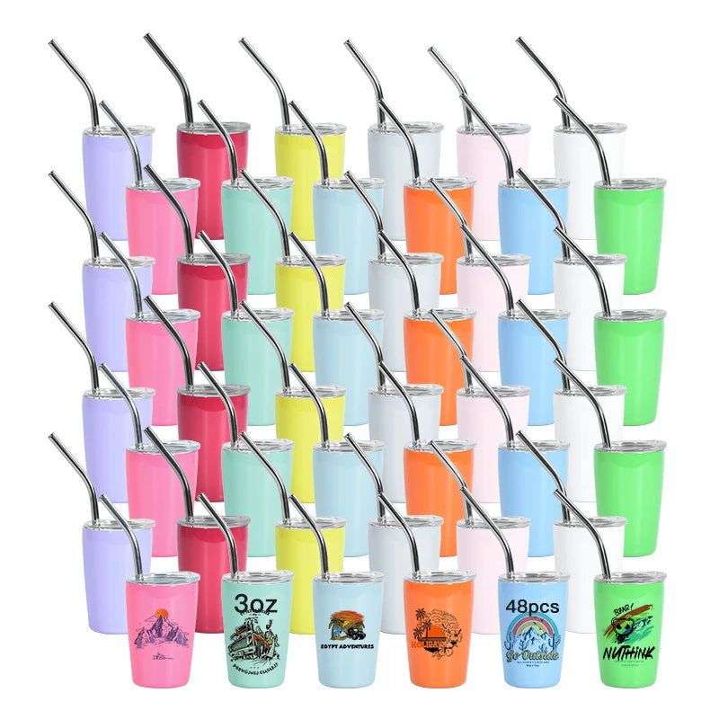 New Arrived 3oz Mini Shotglass Stainless Steel Sublimation Blank Tumbler Mixed Colors 48pcs/case
