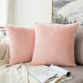 Solid Soft Plush Home Square Decorative Faux Rabbit Fur Pillow Cover Cushion Cover Throw Pillow Cover for Sofa Bedroom Car