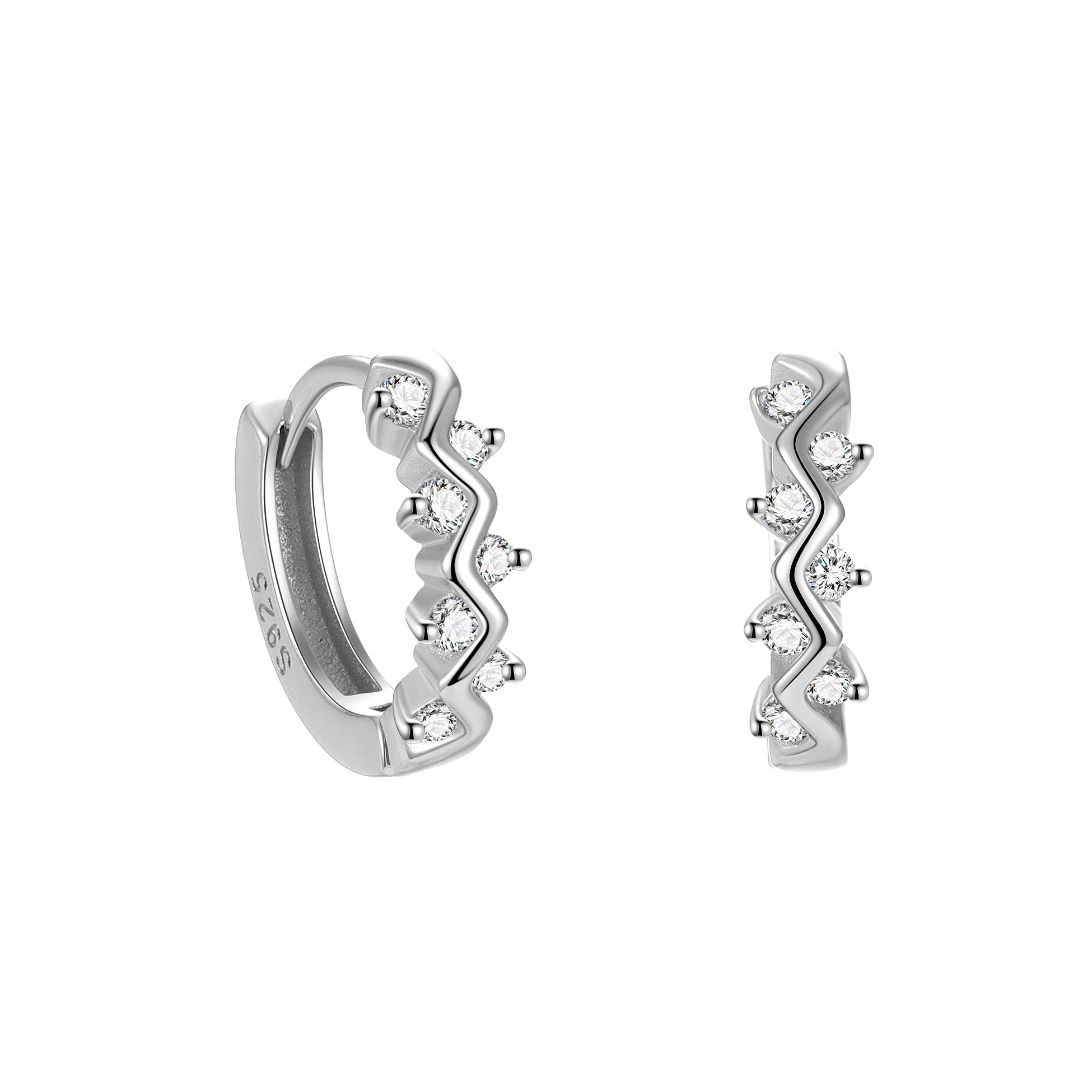 Flash Earrings 925 Sterling Silver Small Round CZ Wave Cross Hoops Gold Plated Huggies for Women Fine Jewelry Wholesale