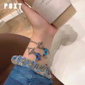 Hot Selling Gold Plated Butterfly Charm Bracelet Simple Blue Butterfly OT Buckle Bracelets for Women