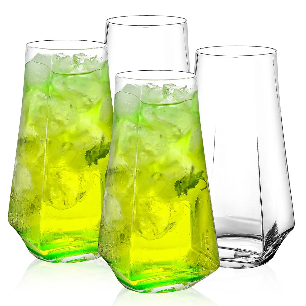 Creative Geometric Glass Cup Crystal Glass Four Corner Highball Glasses Cocktail Tumbler