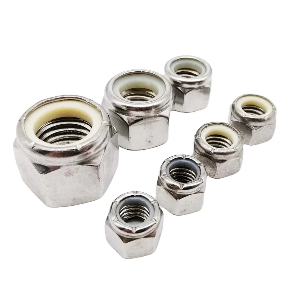 UNF 10# 1/4 5/16 3/8 7/16 1/2 304 A2-70 Galvanized Stainless Steel UK US Fine Thread Hex Nylon Insert Lock Nut Self-locking