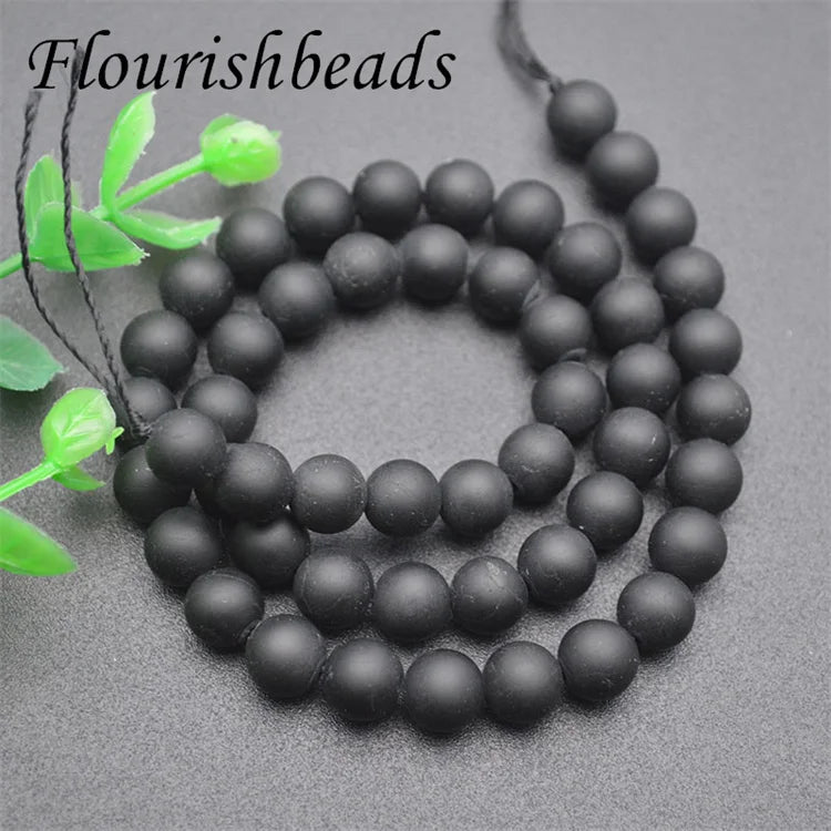 Natural Gemstone 6mm 8mm Round Matte Tourmaline Stone Beads