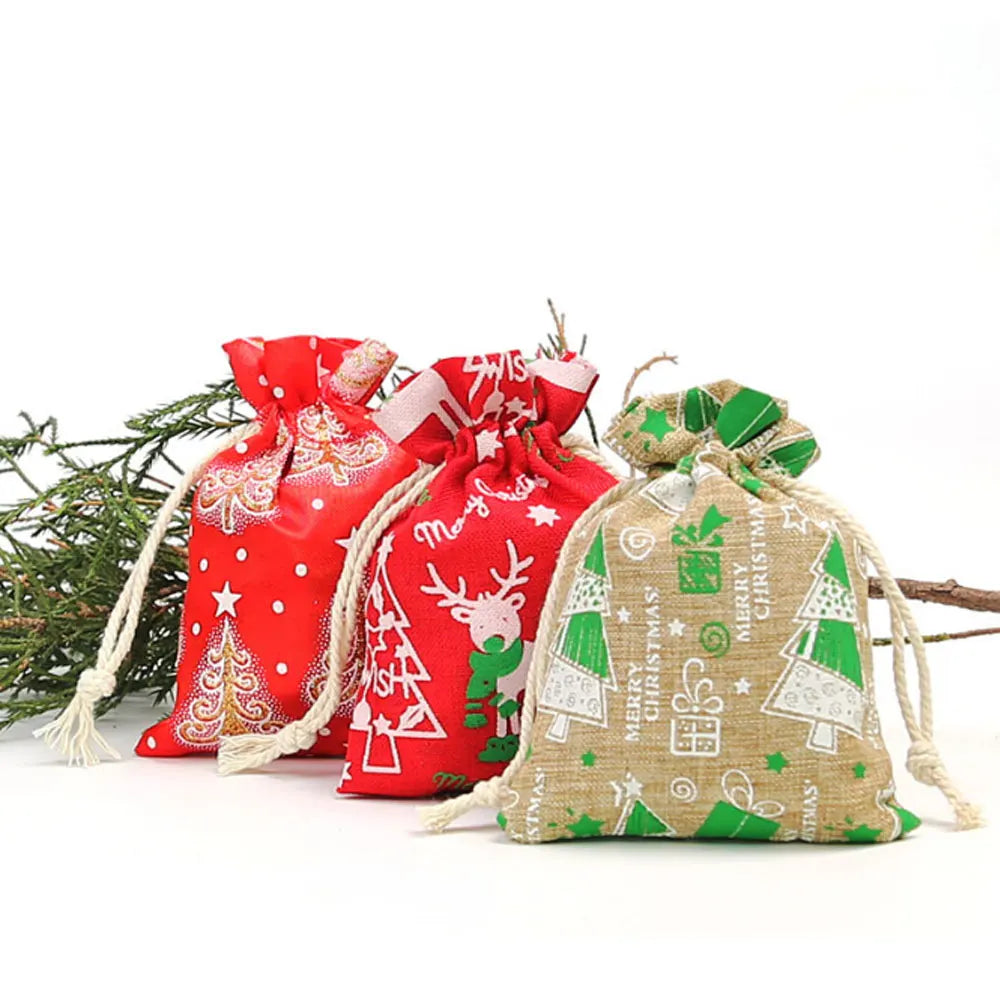 Wholesale Small 9x12cm Linen Mesh Christmas Gift Bags Drawstring Wholesale China Manufacturer Supplier